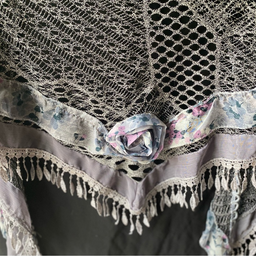 Triangle Scarf Shawl Sheer Embellished Perfect for Prom Wedding Travel!! Vintage - Picture 10 of 11